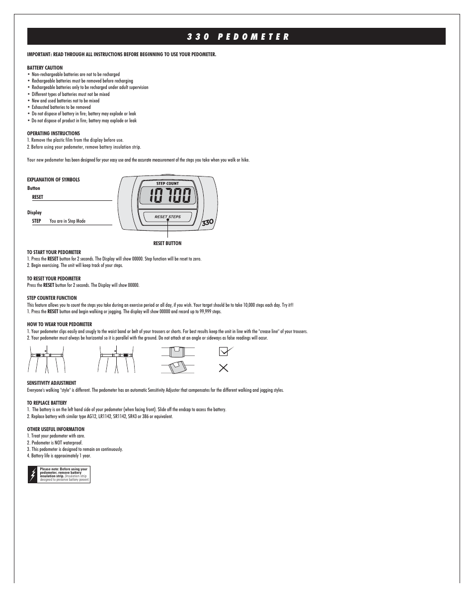 Sportline 330 Step User Manual | 2 pages