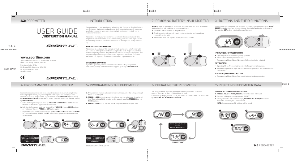 Sportline 340 DS Step User Manual | 2 pages