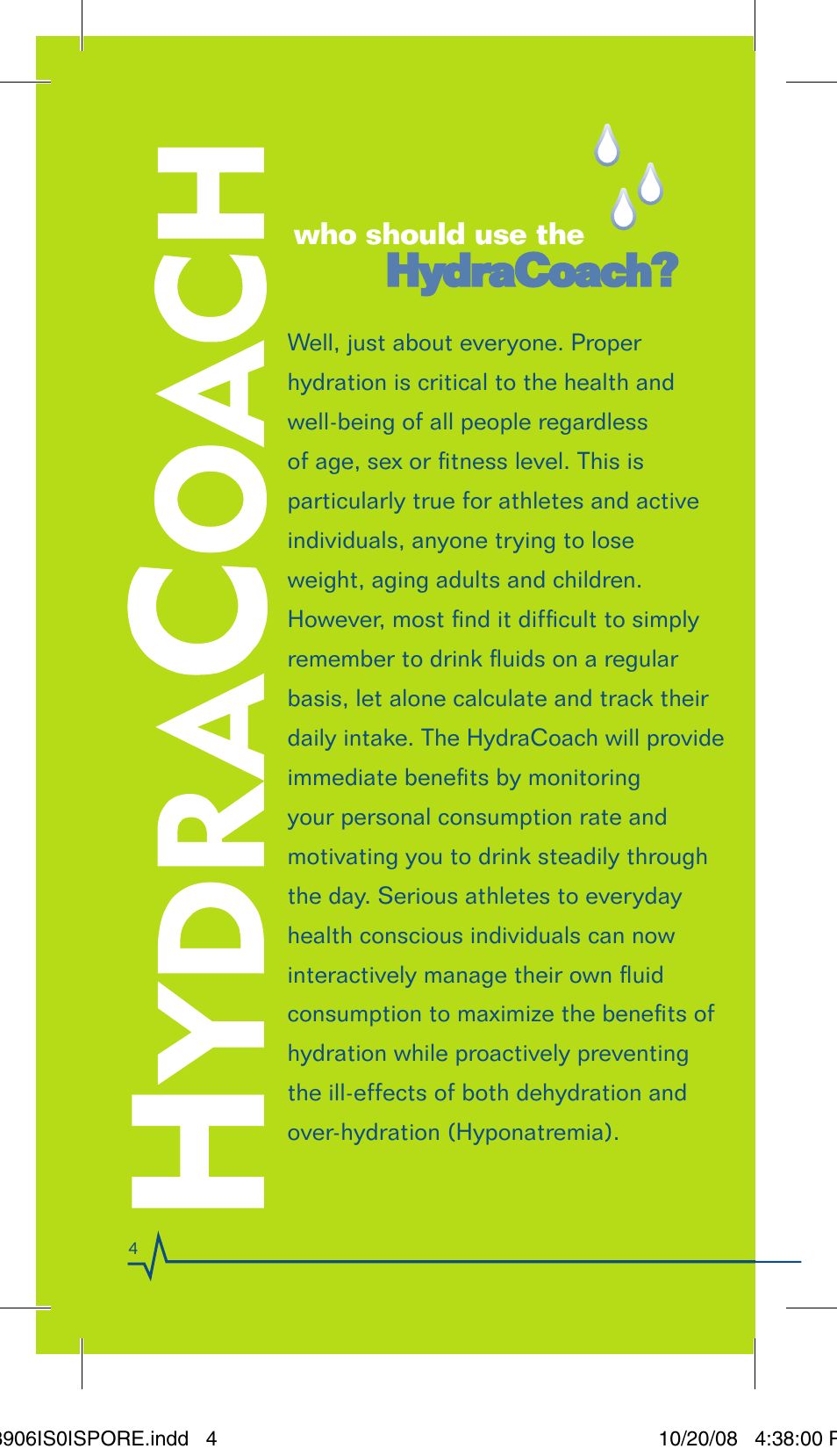 Hydracoach, Who should use the | Sportline Hydracoach User Manual | Page 4 / 28