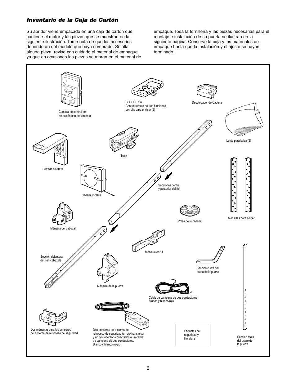 Inventario de la caja de cartón | Craftsman 139.5399 User Manual | Page 44 / 76