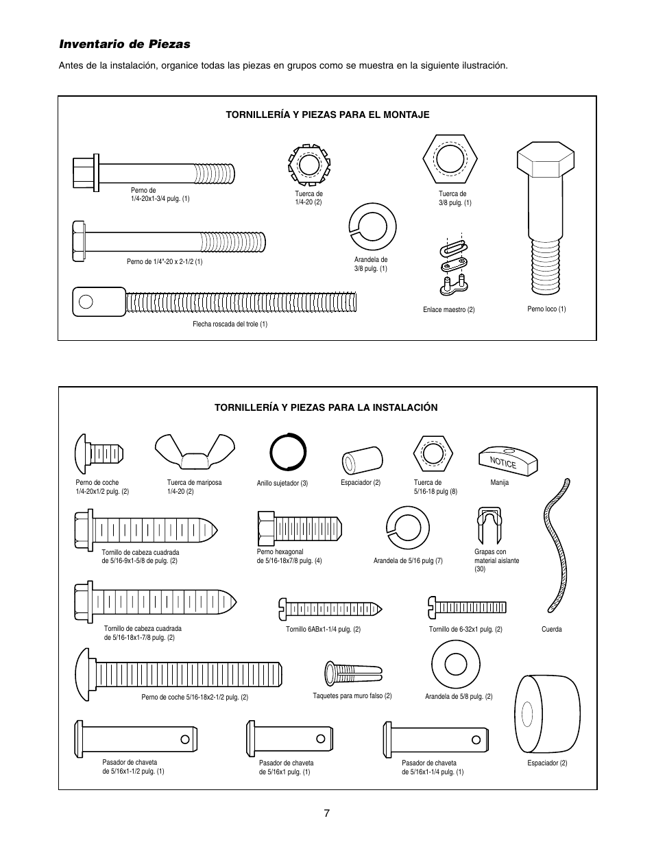 Inventario de piezas | Craftsman 139.5399 User Manual | Page 45 / 76