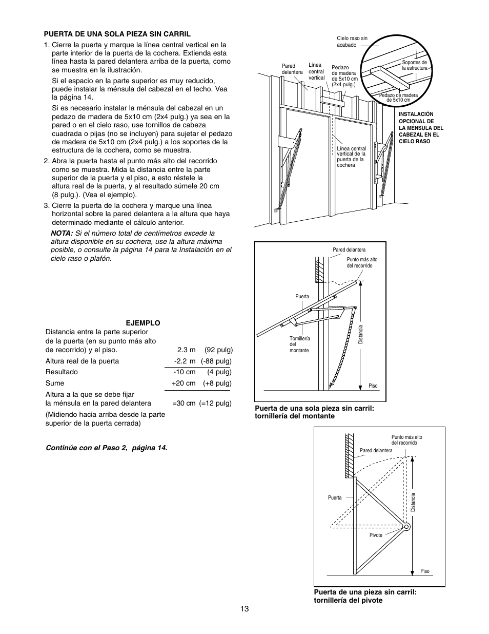 Puerta de una sola pieza sin carril | Craftsman 139.5399 User Manual | Page 51 / 76