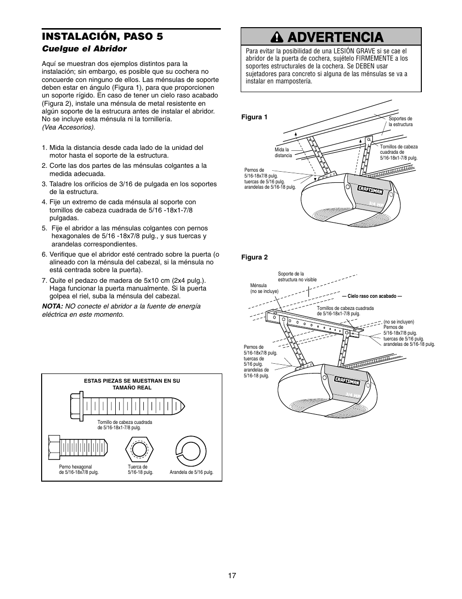 Instalación, paso 5 | Craftsman 139.5399 User Manual | Page 55 / 76