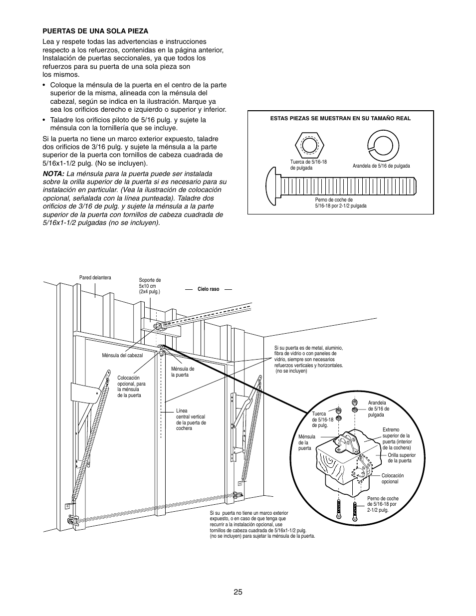 Puertas de una sola pieza | Craftsman 139.5399 User Manual | Page 63 / 76