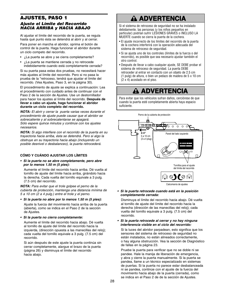 Ajustes, Ajustes, paso 1 | Craftsman 139.5399 User Manual | Page 66 / 76