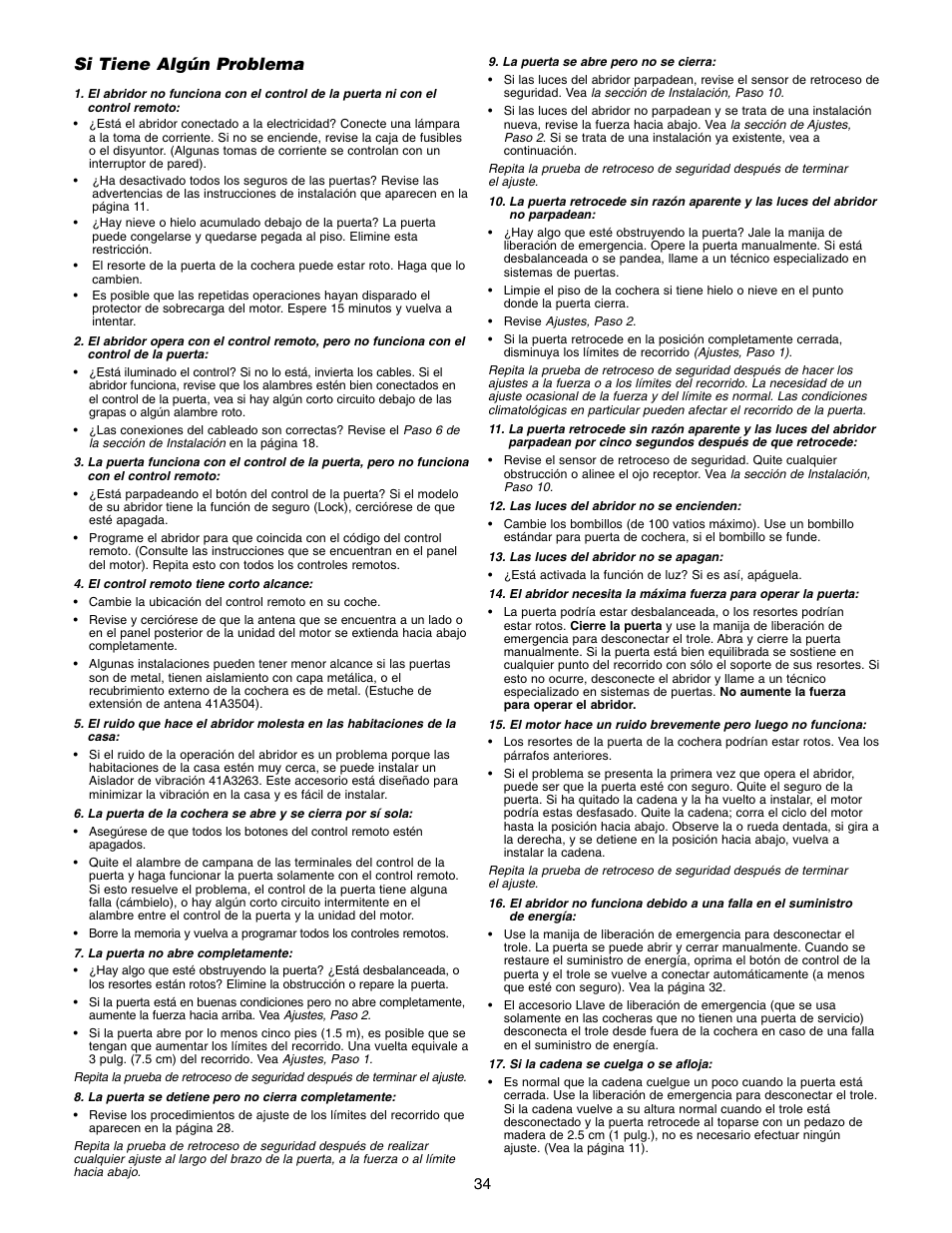 Si tiene algún problema | Craftsman 139.5399 User Manual | Page 72 / 76