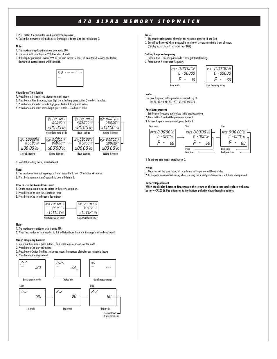 C - 000 | Sportline 470 Memory Timer User Manual | Page 2 / 3