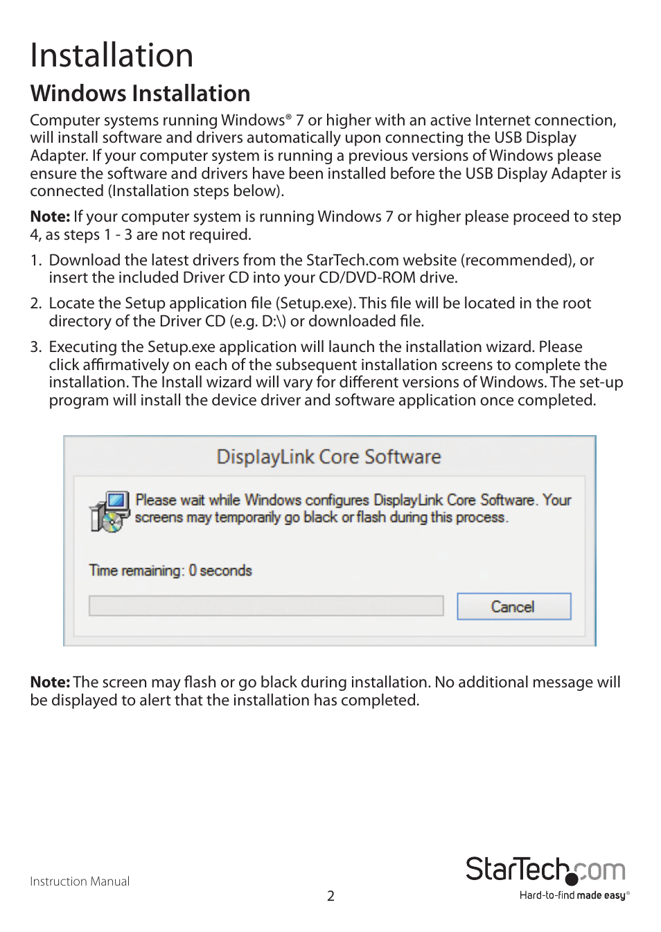 Installation, Windows installation | StarTech.com USB32HD4K User Manual | Page 5 / 12