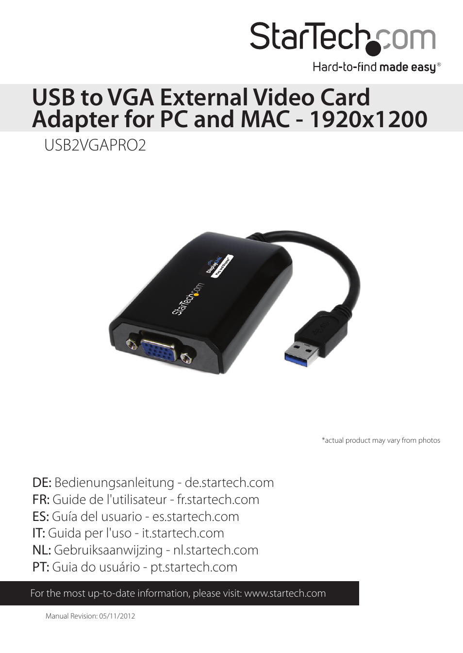 StarTech.com USB2VGAPRO2 User Manual | 8 pages