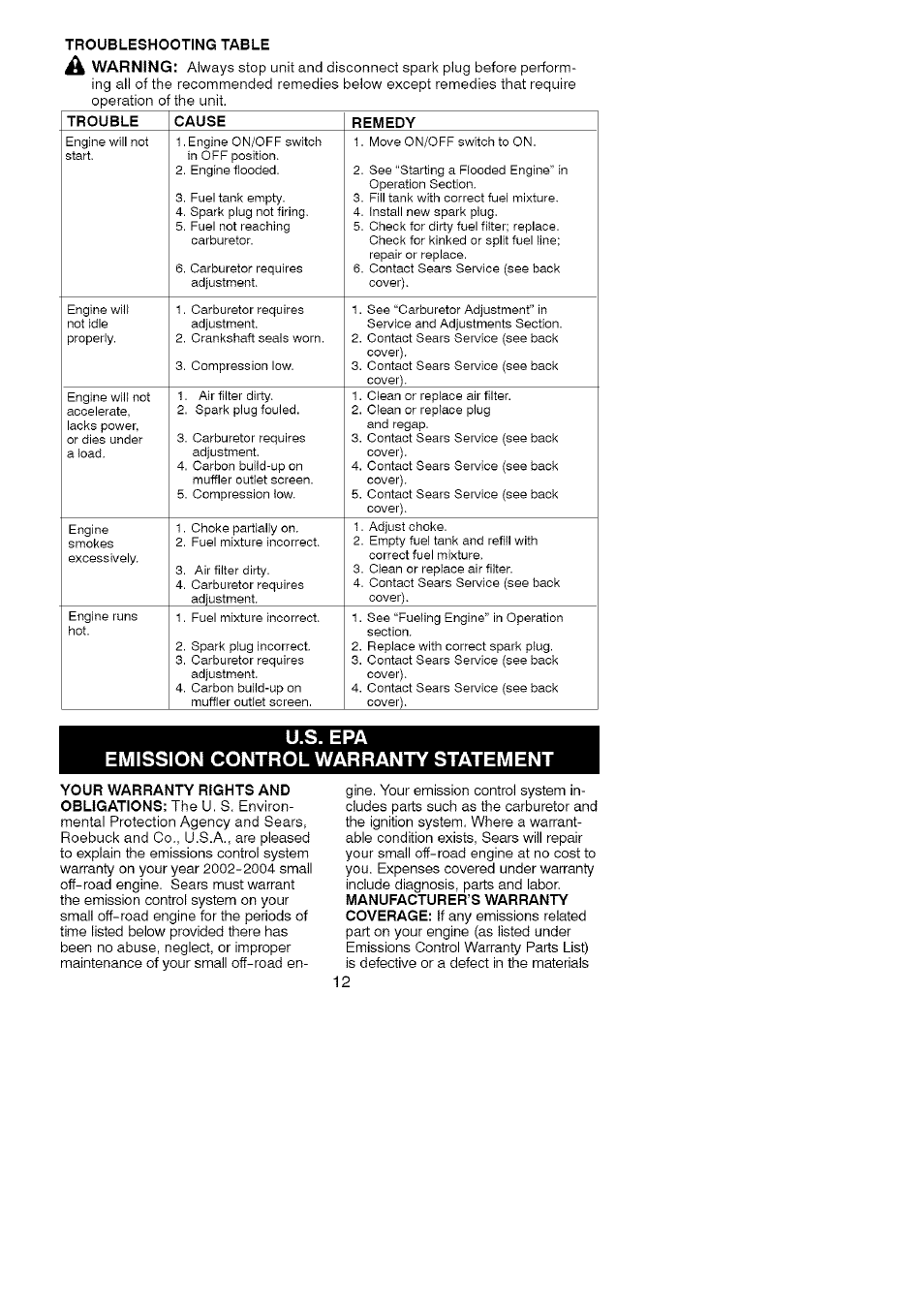 Craftsman 358.795543 User Manual | Page 12 / 13