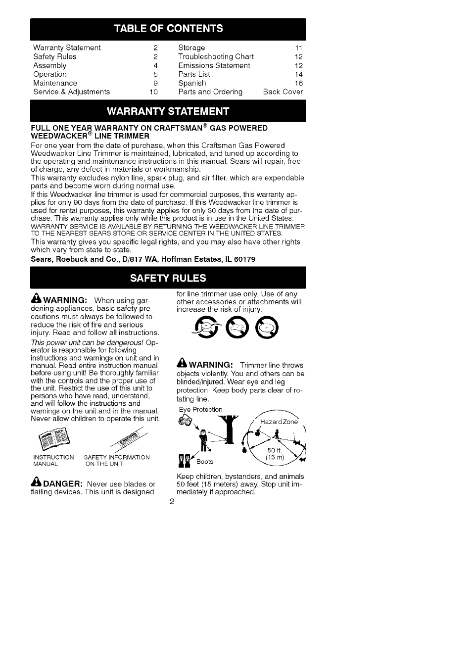 Craftsman 358.795543 User Manual | Page 2 / 13