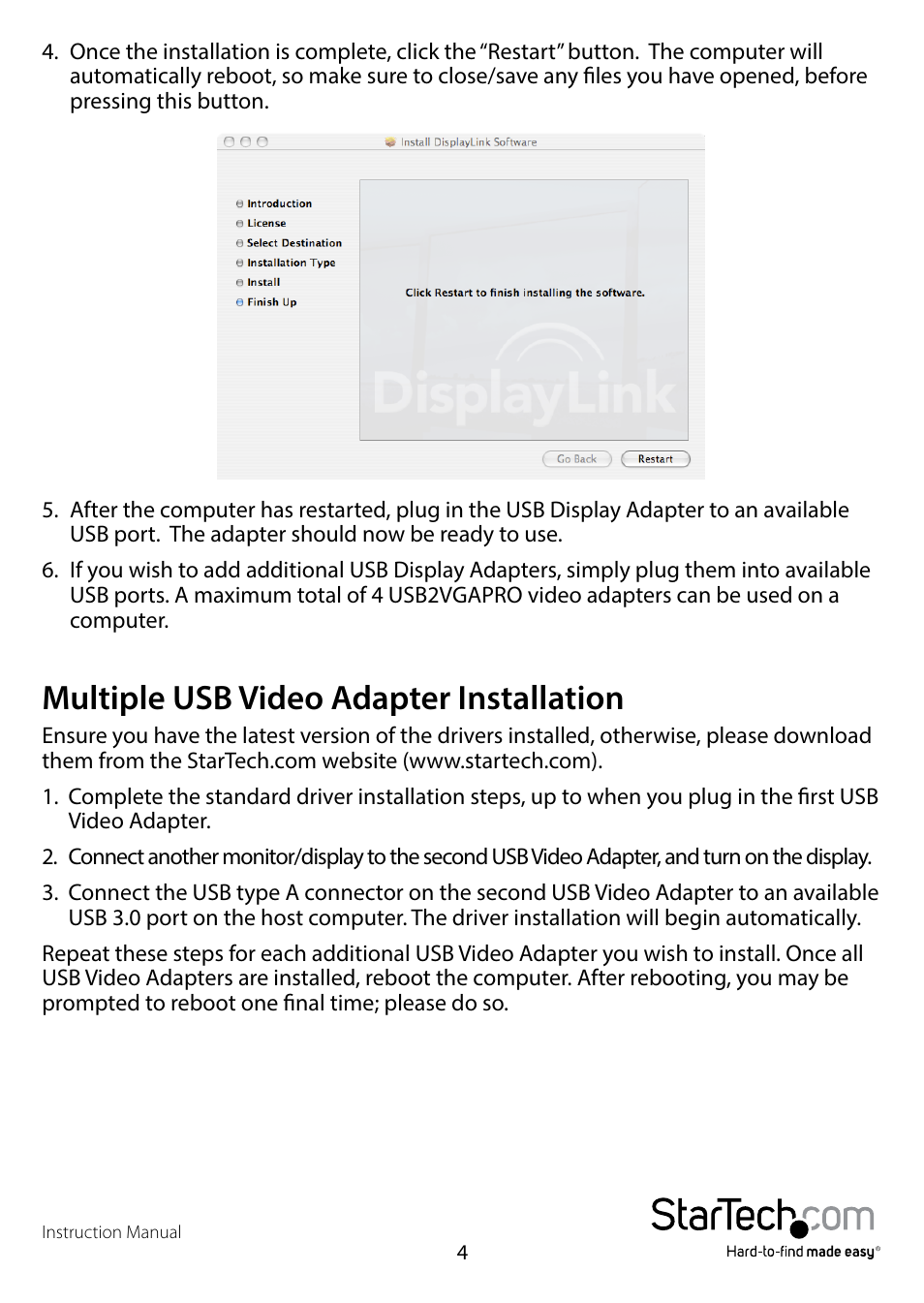 Multiple usb video adapter installation | StarTech.com USB32HDDVII User Manual | Page 7 / 16