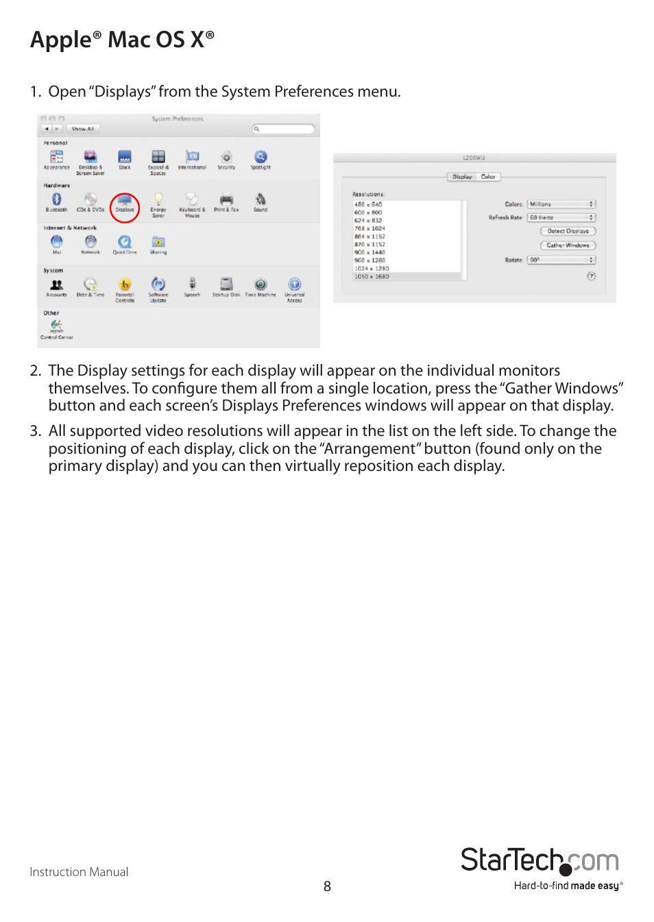 Apple® mac os x | StarTech.com USB2DVIPRO2 User Manual | Page 11 / 15