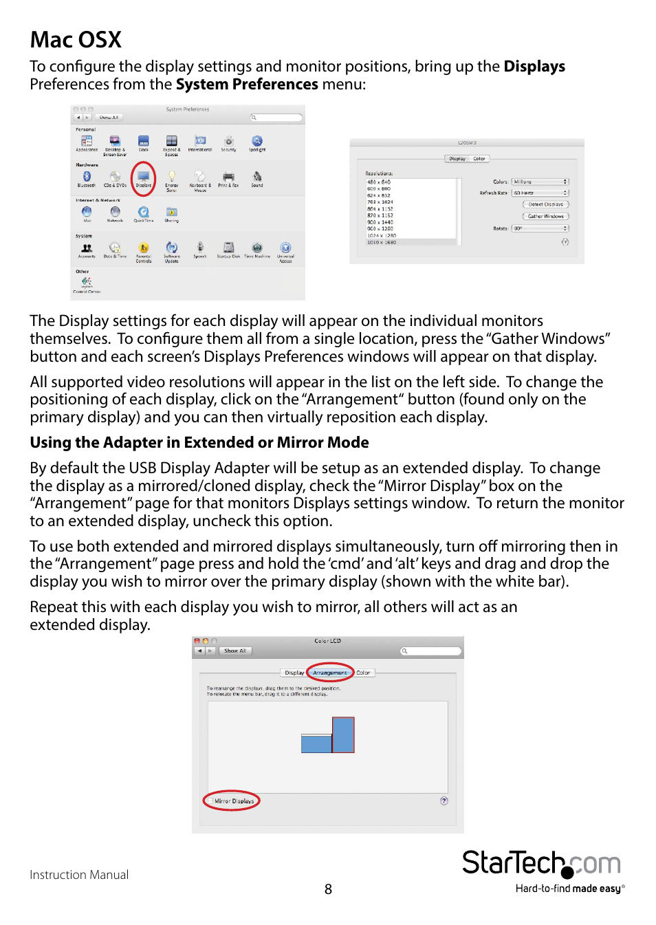 Mac os x (10.4.11/10.5.6), Mac osx | StarTech.com USB32DPPRO User Manual | Page 11 / 15