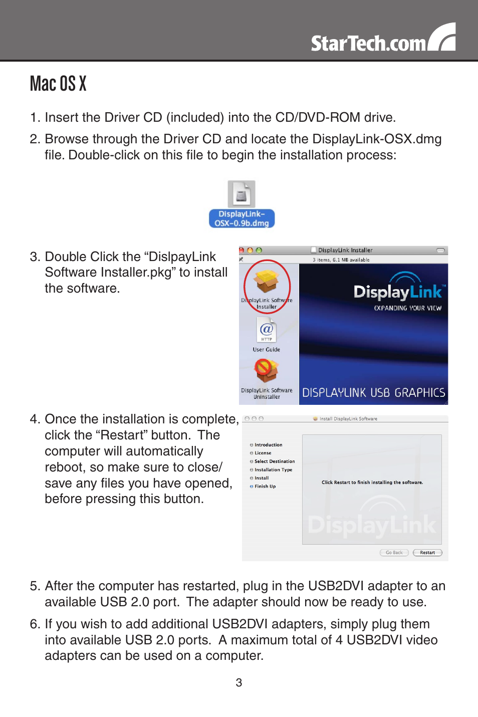 Mac os x | StarTech.com USB2DVI User Manual | Page 6 / 14