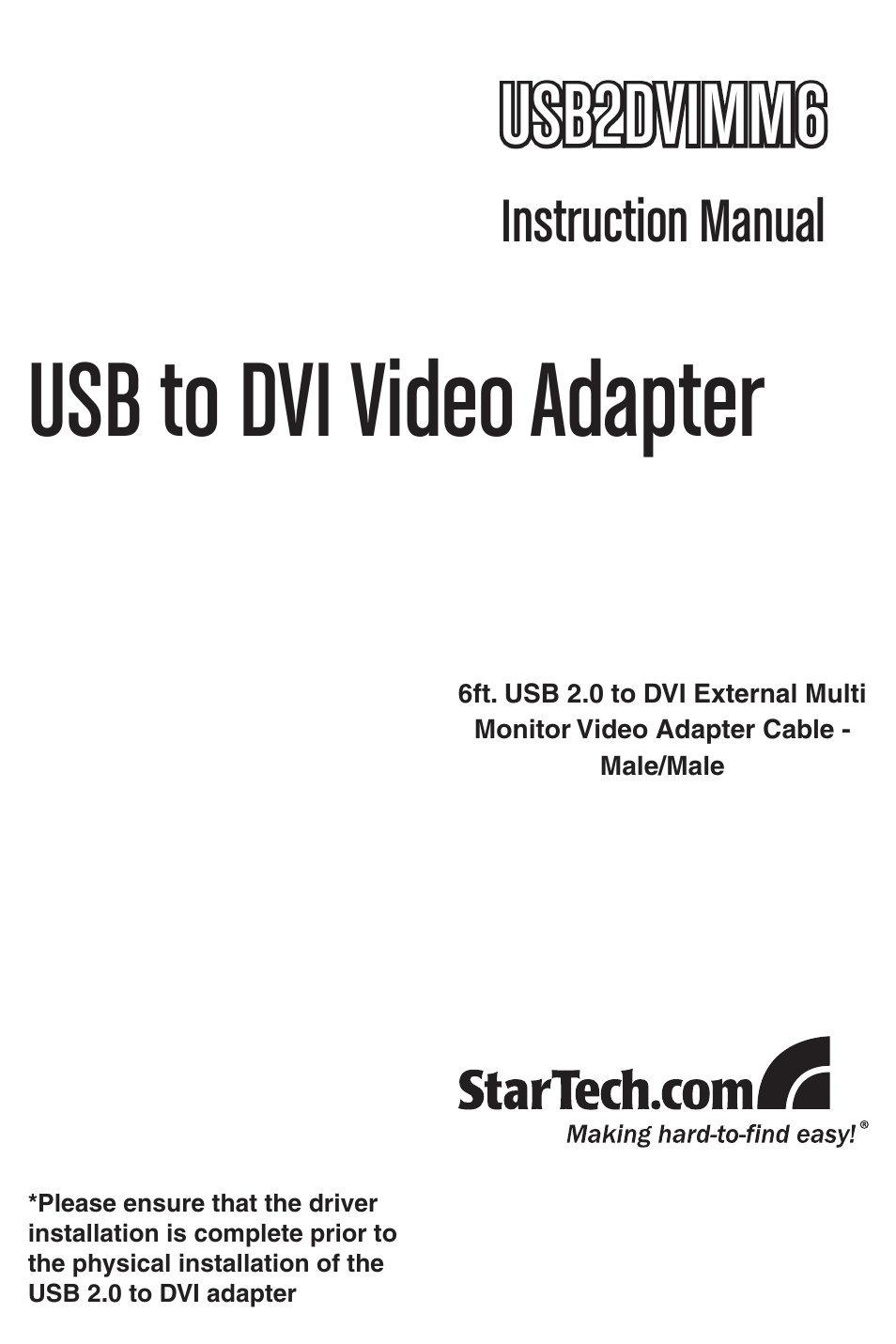 StarTech.com USB2DVIMM6 User Manual | 14 pages