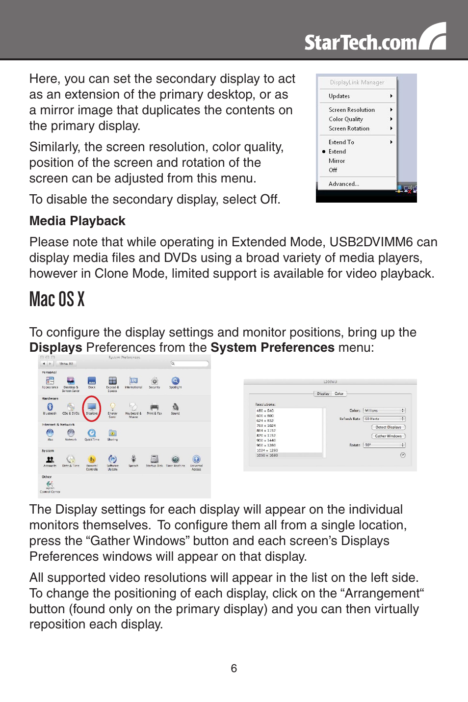 Mac os x | StarTech.com USB2DVIMM6 User Manual | Page 9 / 14