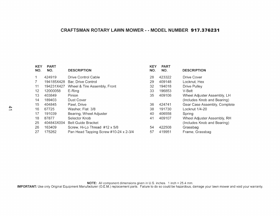 Craftsman 917.376231 User Manual | Page 41 / 48