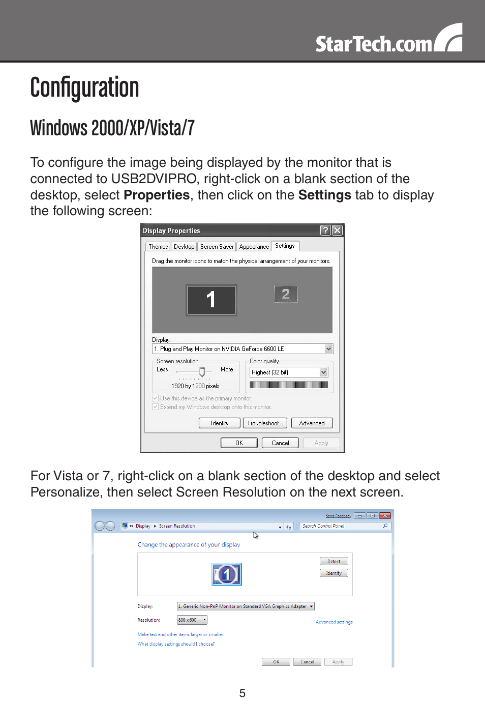 Configuration | StarTech.com USB2DVIPRO User Manual | Page 8 / 17