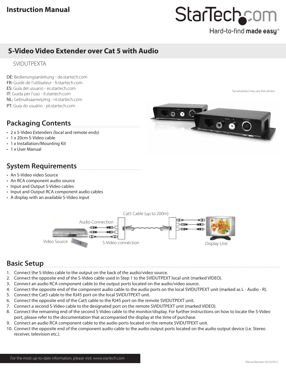 StarTech.com SVIDUTPEXTA User Manual | 2 pages