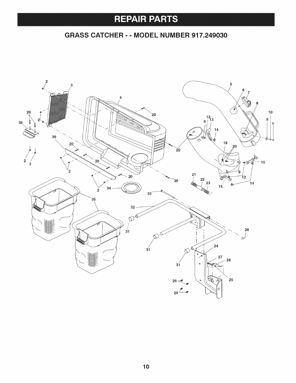 Repair parts | Craftsman 917.24903 User Manual | Page 10 / 12