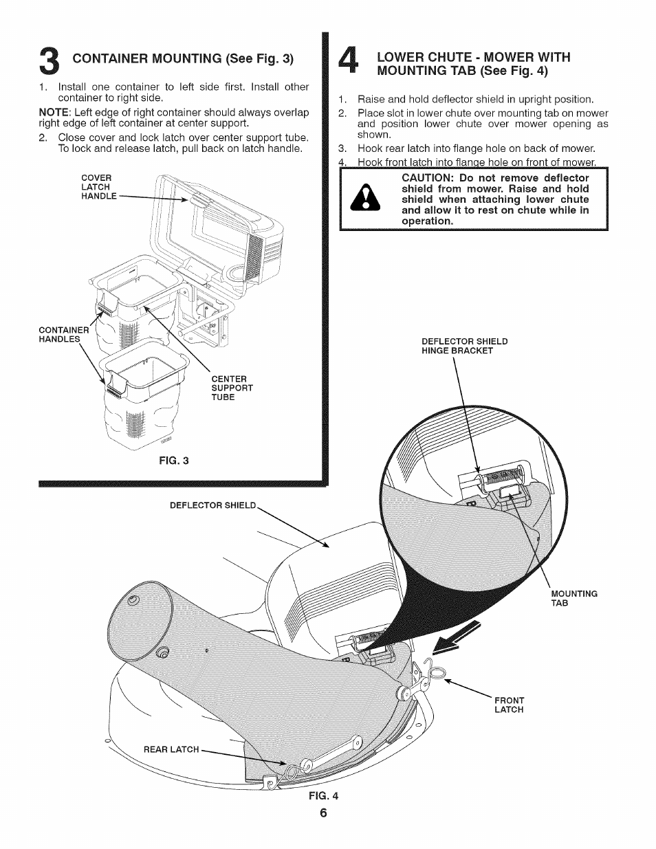 Lower chute - mower with mounting tab (see fig. 4) | Craftsman 917.24903 User Manual | Page 6 / 12