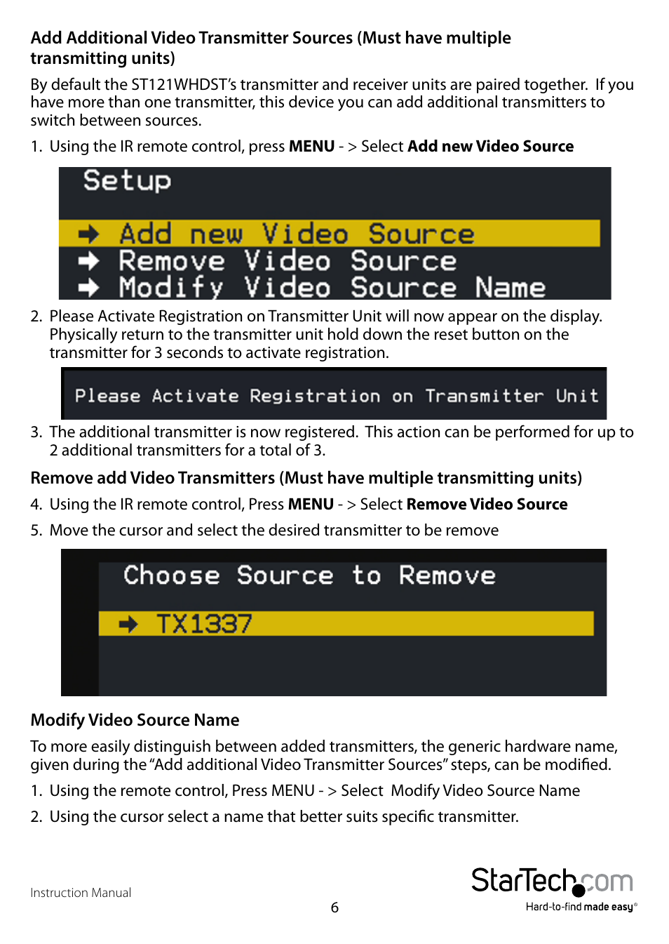 StarTech.com ST121WHDST User Manual | Page 9 / 12