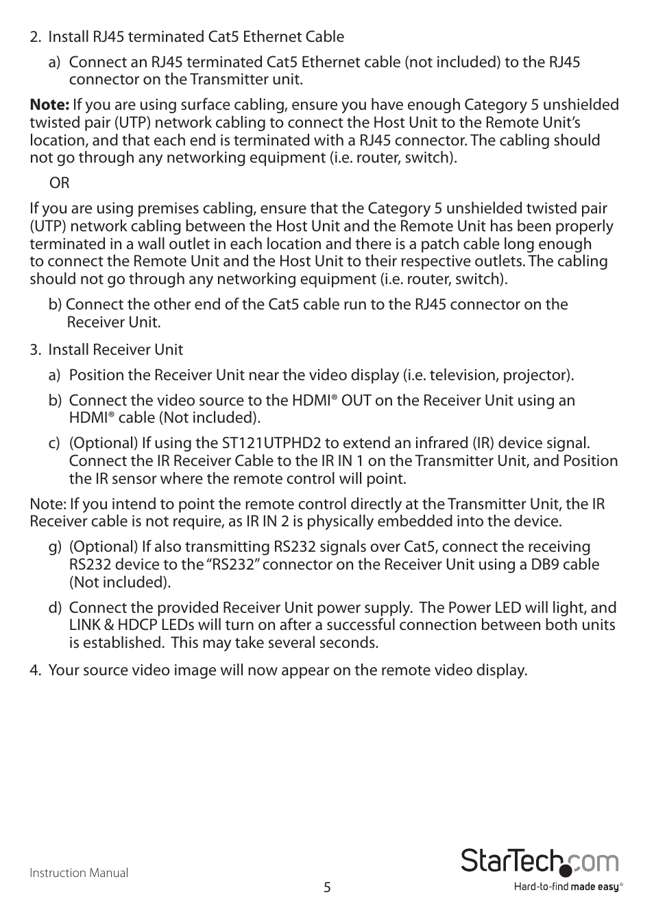 StarTech.com ST121UTPHD2 User Manual | Page 8 / 11