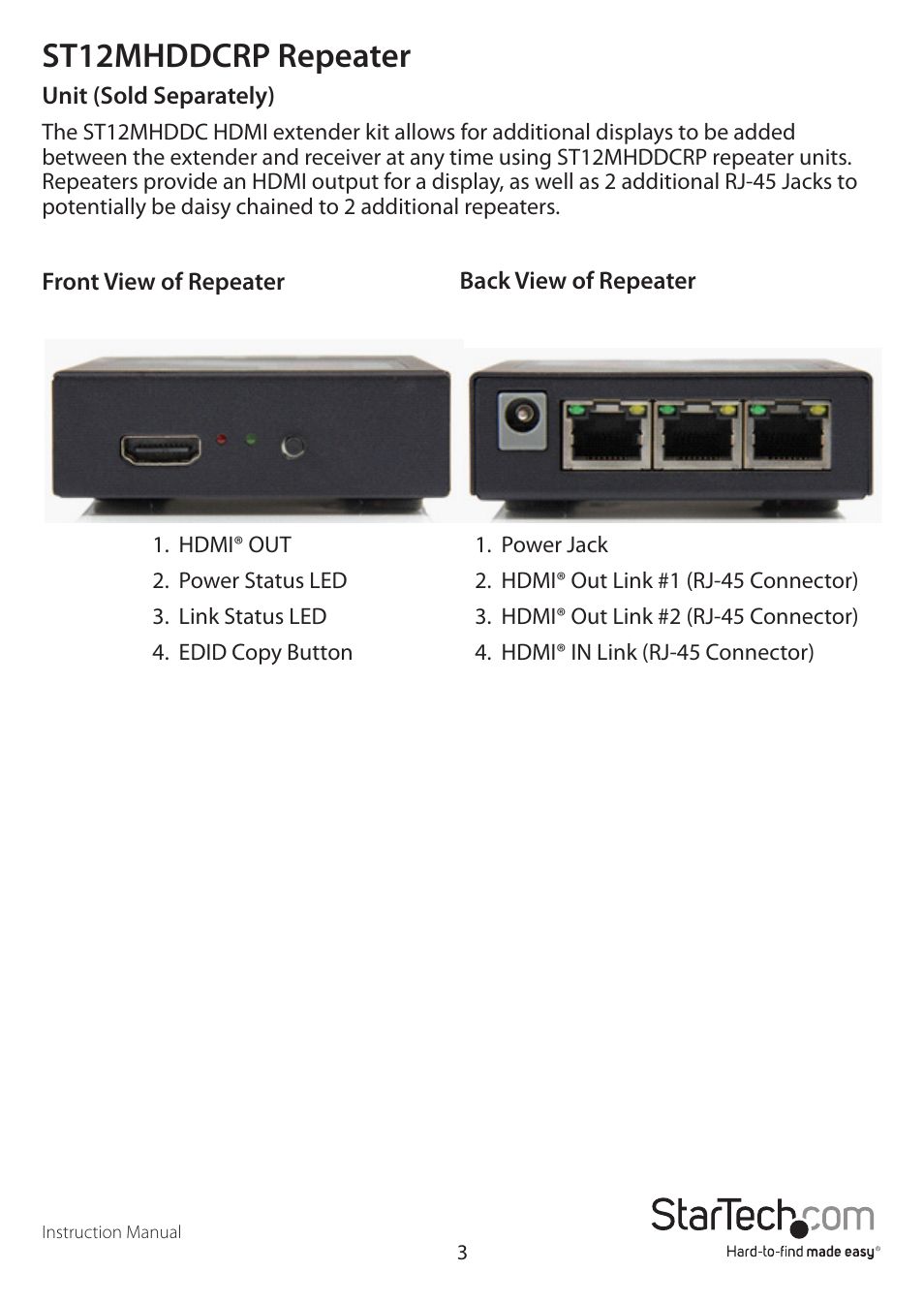 St12mhddcrp repeater | StarTech.com ST12MHDDC User Manual | Page 6 / 12