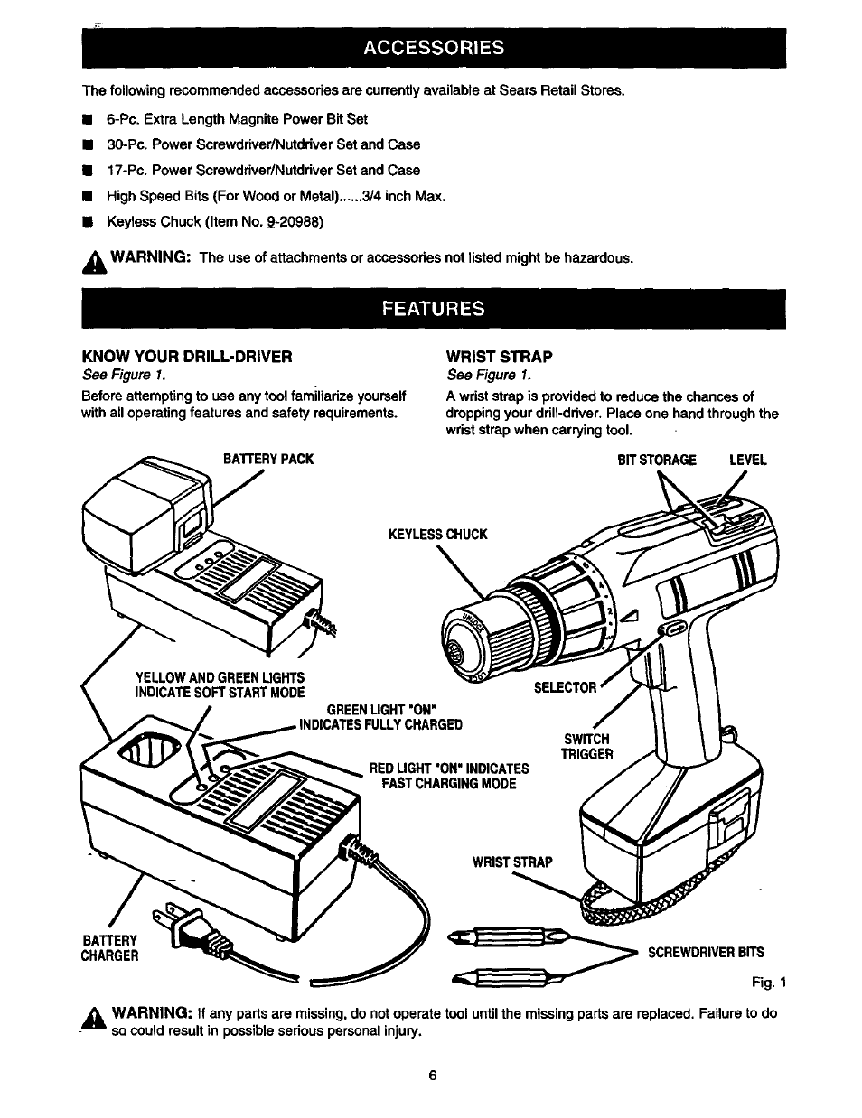 Know your drill-driver, Wrist strap | Craftsman 973.2748.70 User Manual | Page 6 / 16