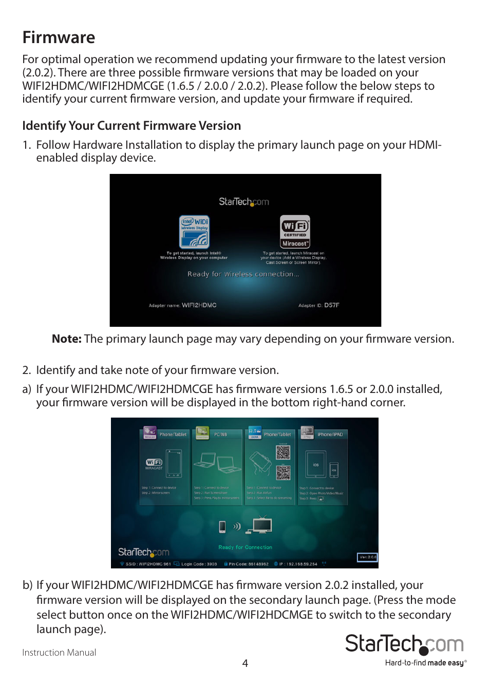 Firmware | StarTech.com WIF2HDMC Quick Start User Manual | Page 7 / 20