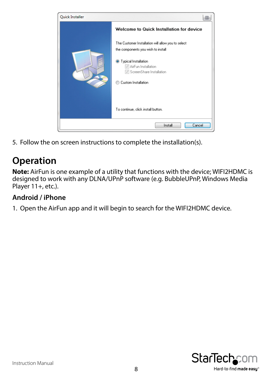 Operation | StarTech.com WIFI2HDMCGE Manual User Manual | Page 12 / 34