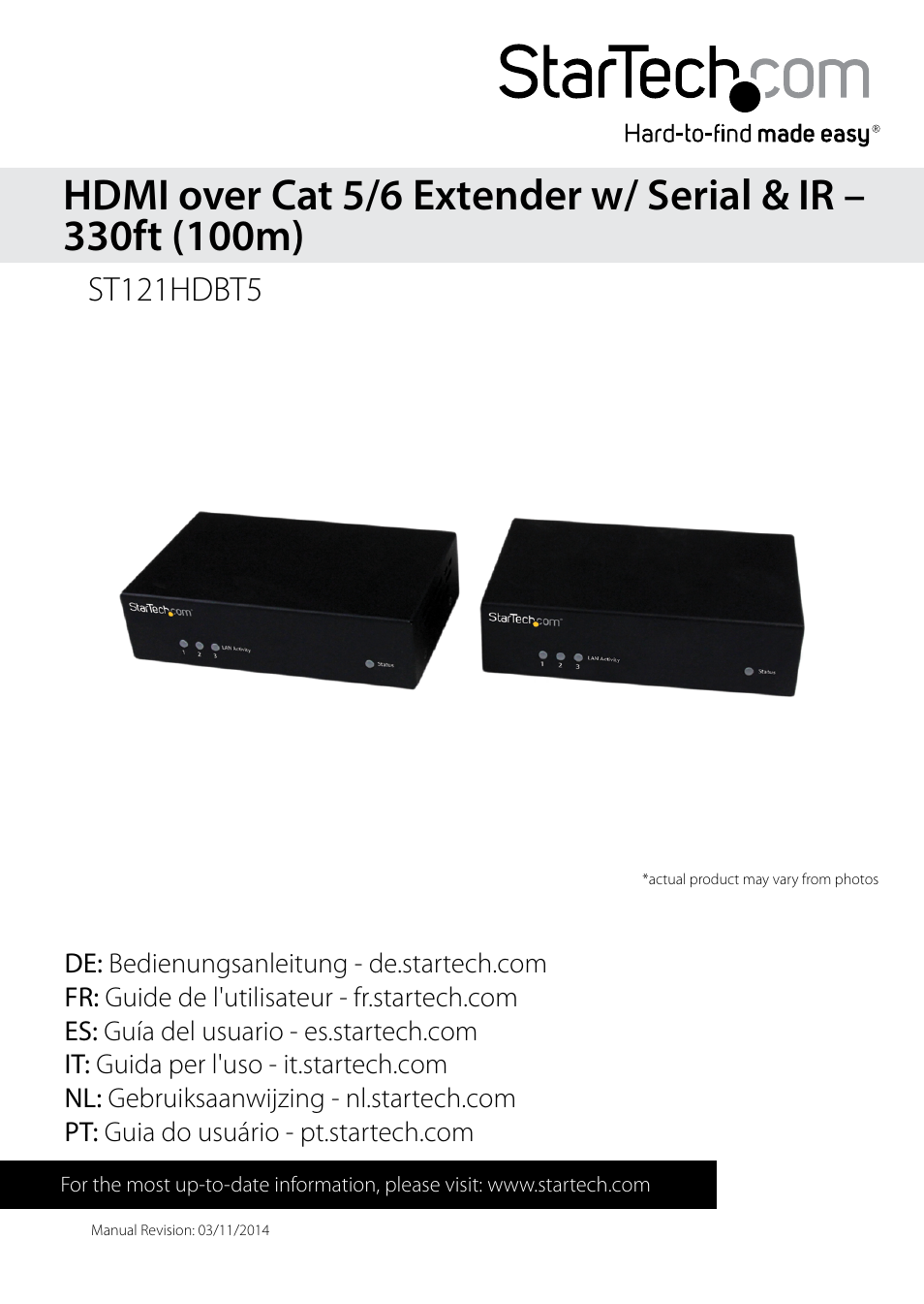StarTech.com ST121HDBT5 User Manual | 10 pages