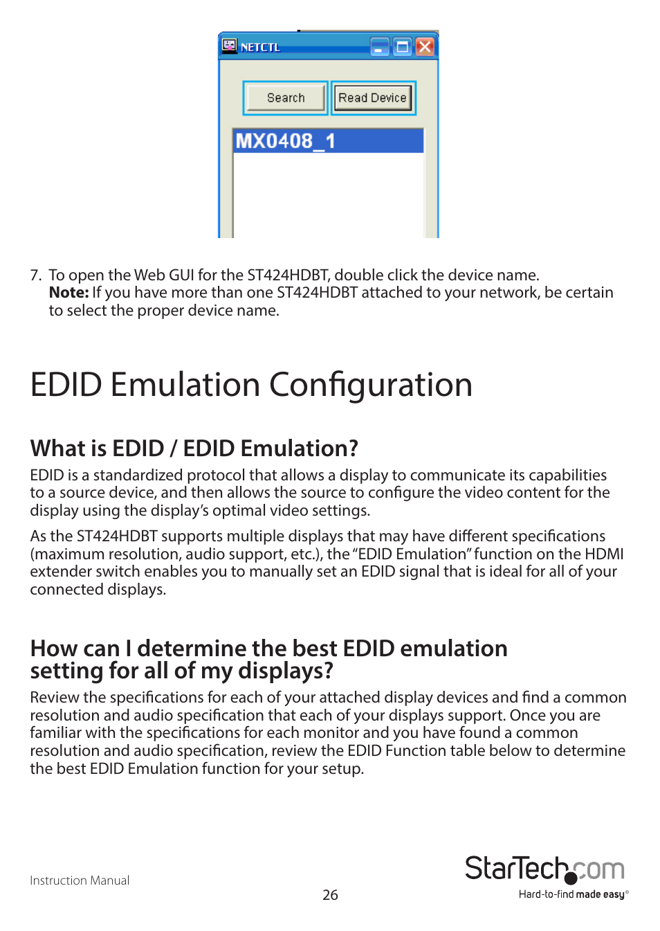 Edid emulation configuration, What is edid / edid emulation | StarTech.com STHDBTRX User Manual | Page 29 / 34