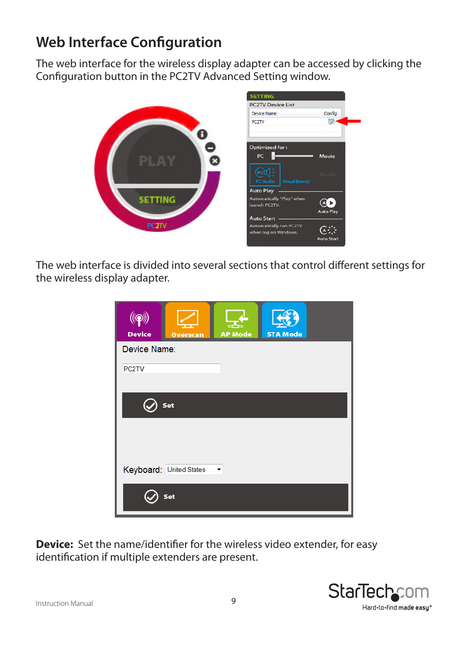 Web interface configuration | StarTech.com WIFI2HD2 User Manual | Page 12 / 27
