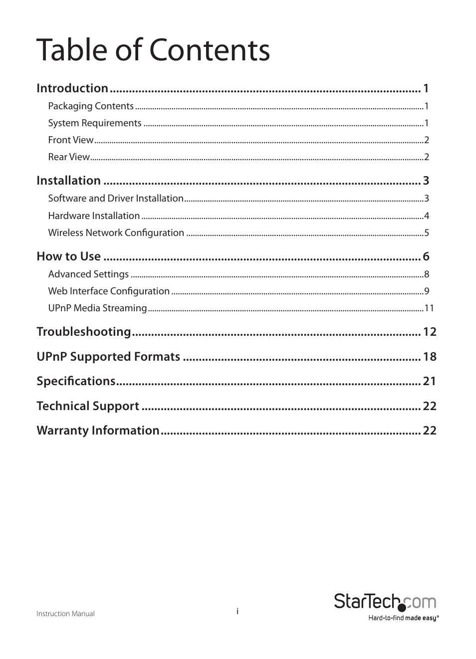 StarTech.com WIFI2HD2 User Manual | Page 3 / 27