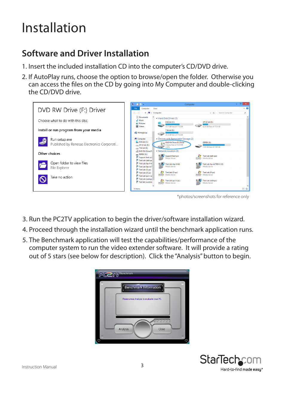 Installation, Software and driver installation | StarTech.com WIFI2HD2 User Manual | Page 6 / 27