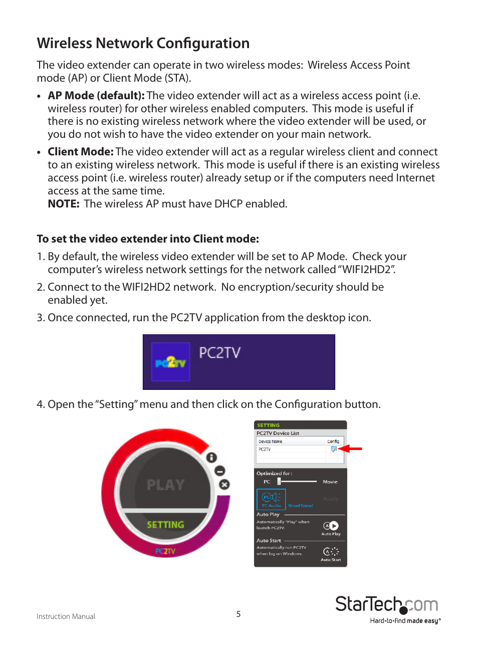 Wireless network configuration | StarTech.com WIFI2HD2 User Manual | Page 8 / 27