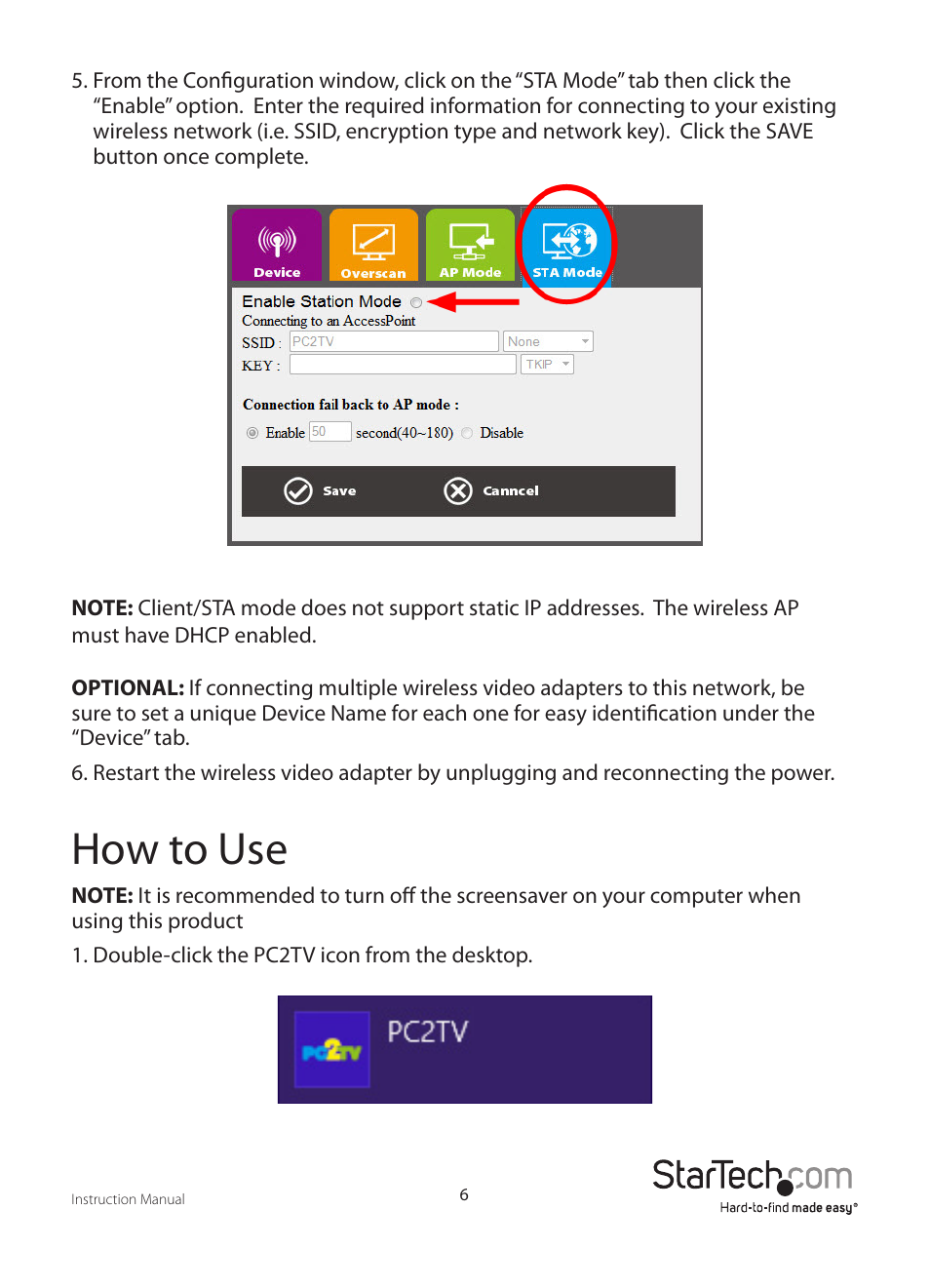 How to use | StarTech.com WIFI2HD2 User Manual | Page 9 / 27