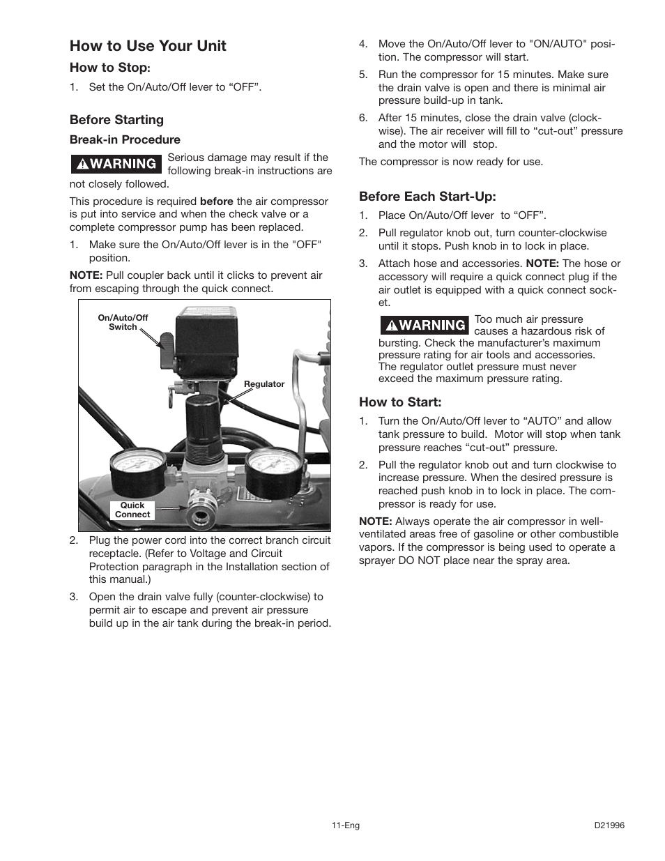 How to use your unit | Craftsman 919.16724 User Manual | Page 11 / 32