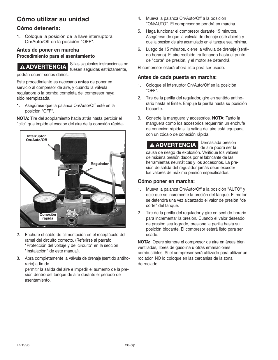 Cómo utilizar su unidad | Craftsman 919.16724 User Manual | Page 26 / 32