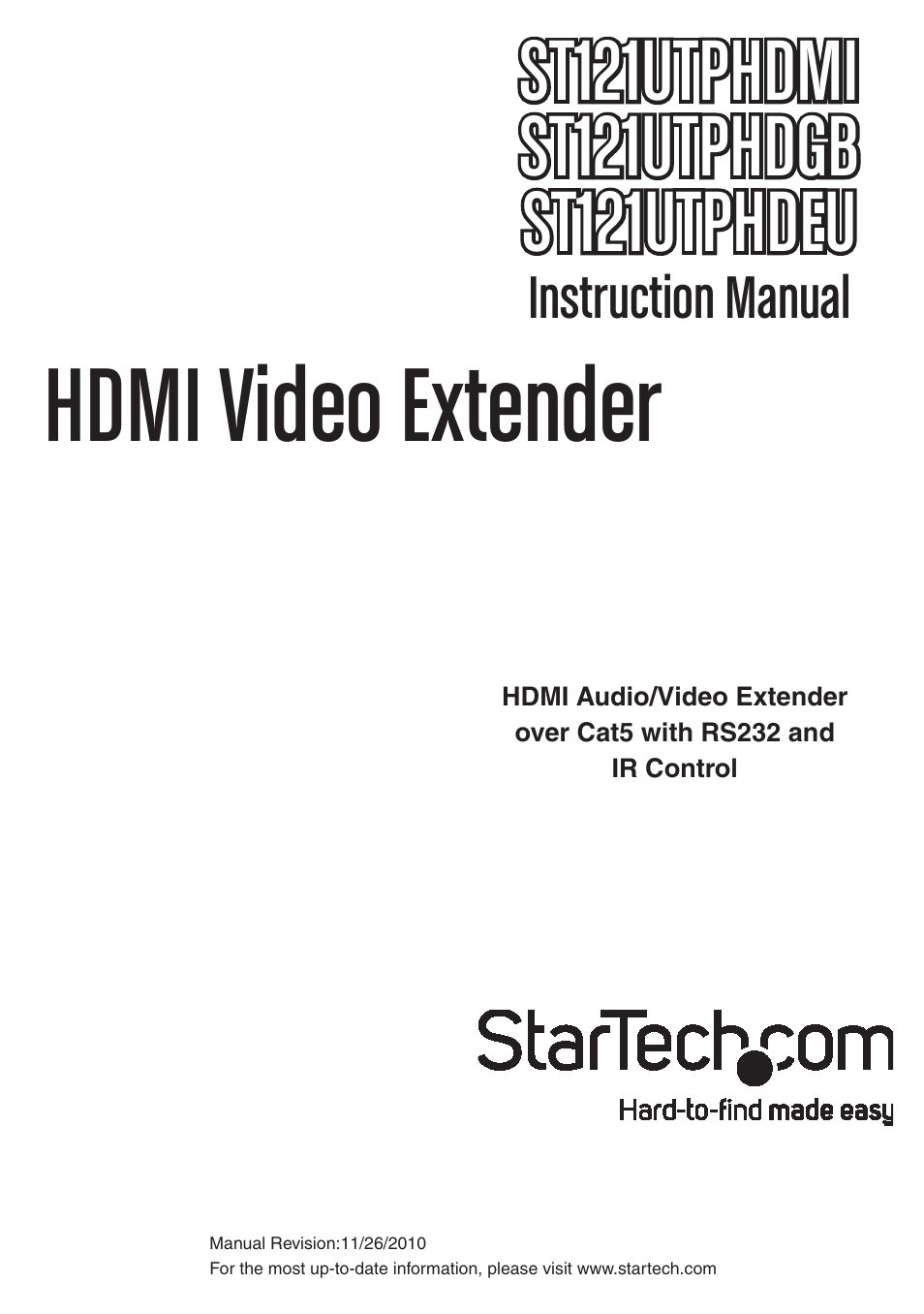 StarTech.com ST121UTPHDEU User Manual | 11 pages