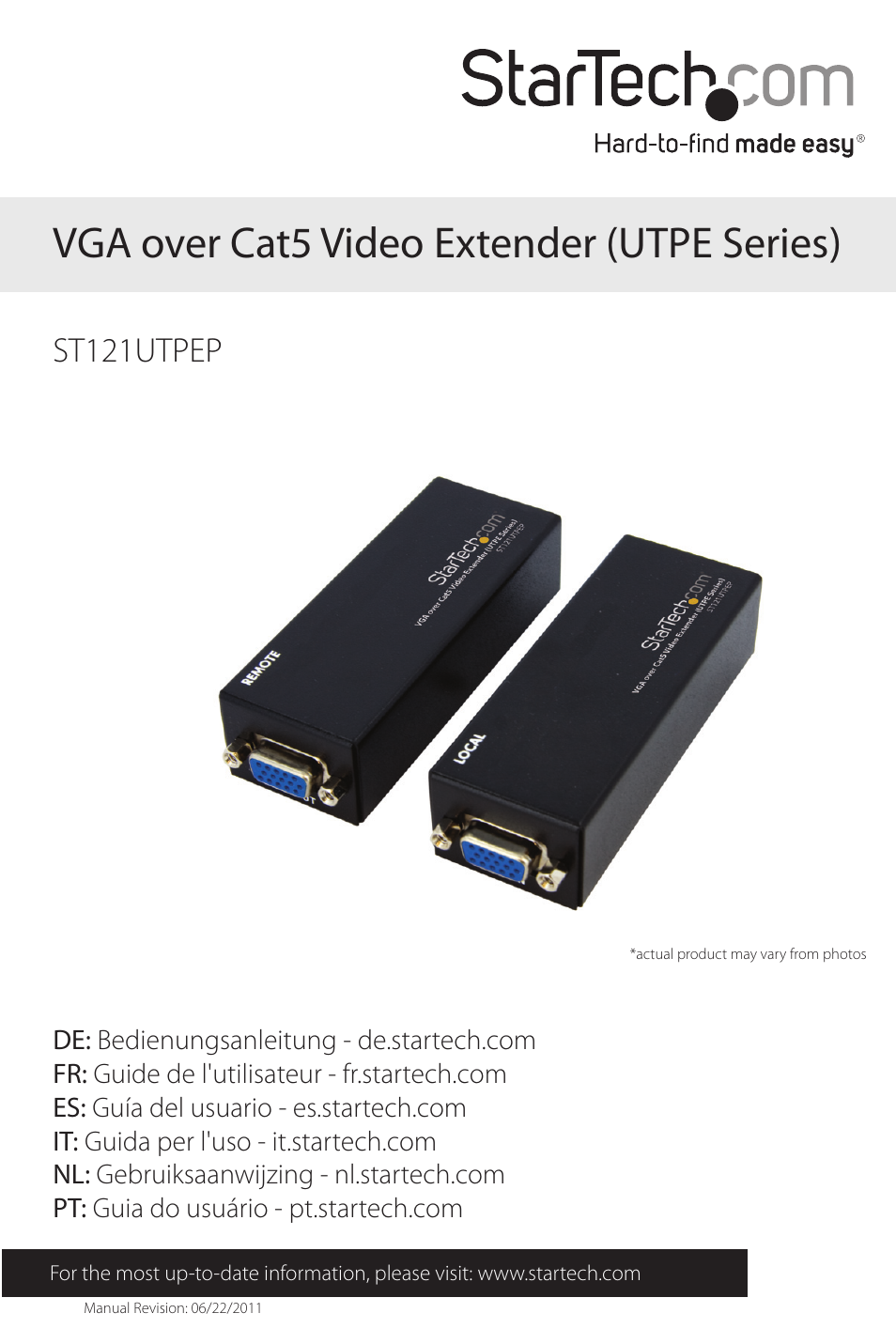 StarTech.com ST121UTPEP User Manual | 8 pages