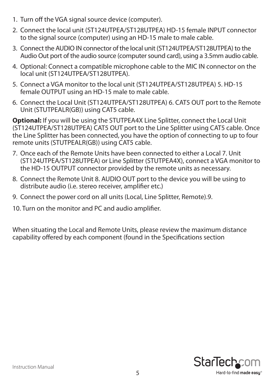 StarTech.com STUTPEA4X User Manual | Page 8 / 13