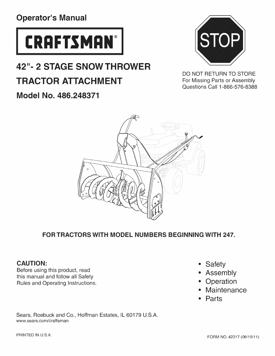 Craftsman 486.248371 User Manual | 28 pages