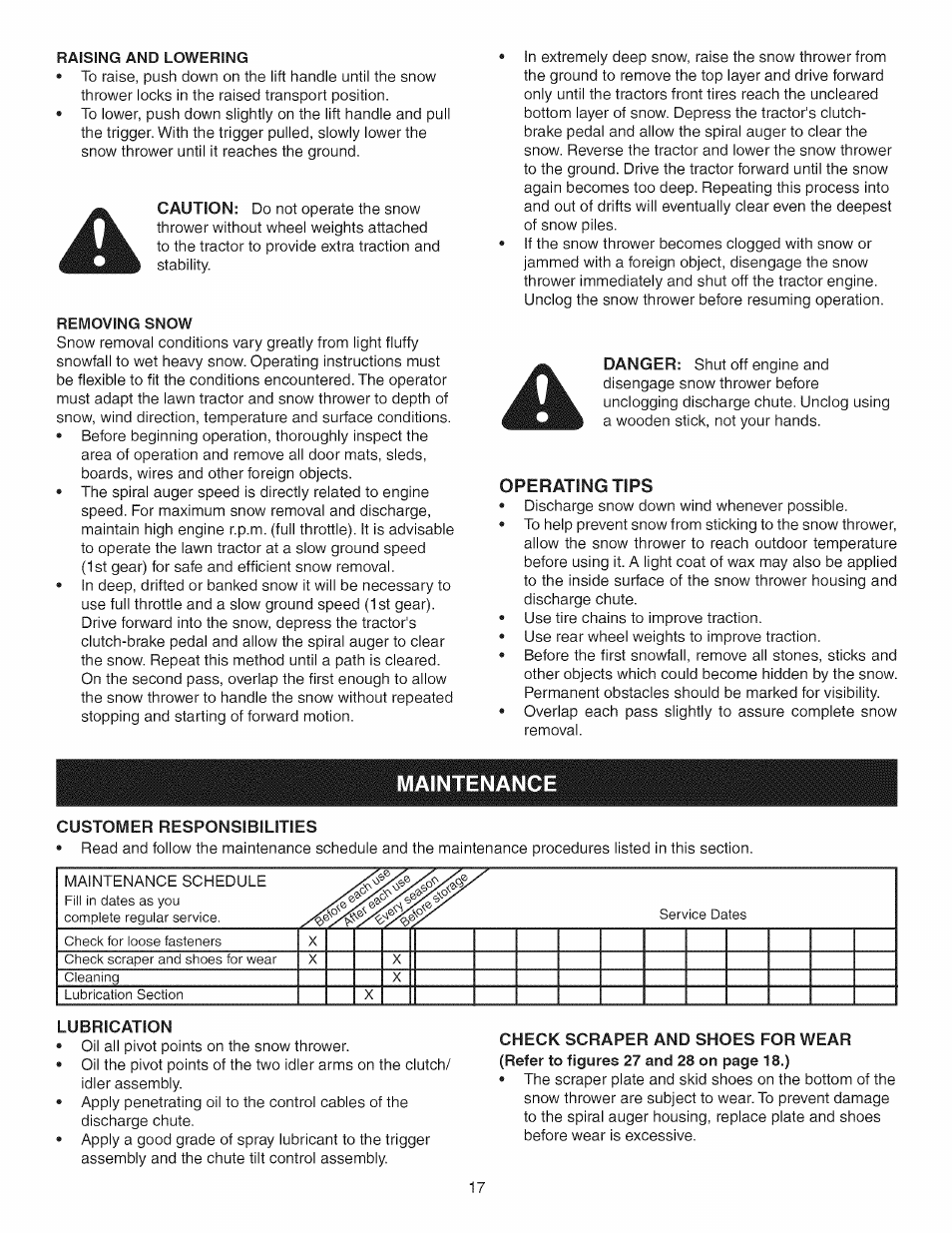 Maintenance | Craftsman 486.248371 User Manual | Page 17 / 28