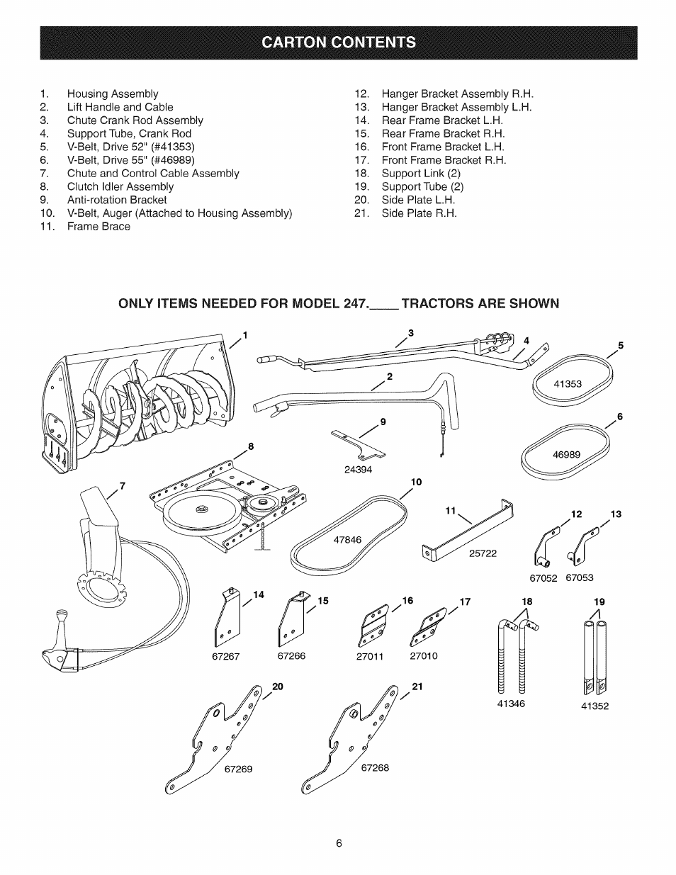Carton content | Craftsman 486.248371 User Manual | Page 6 / 28