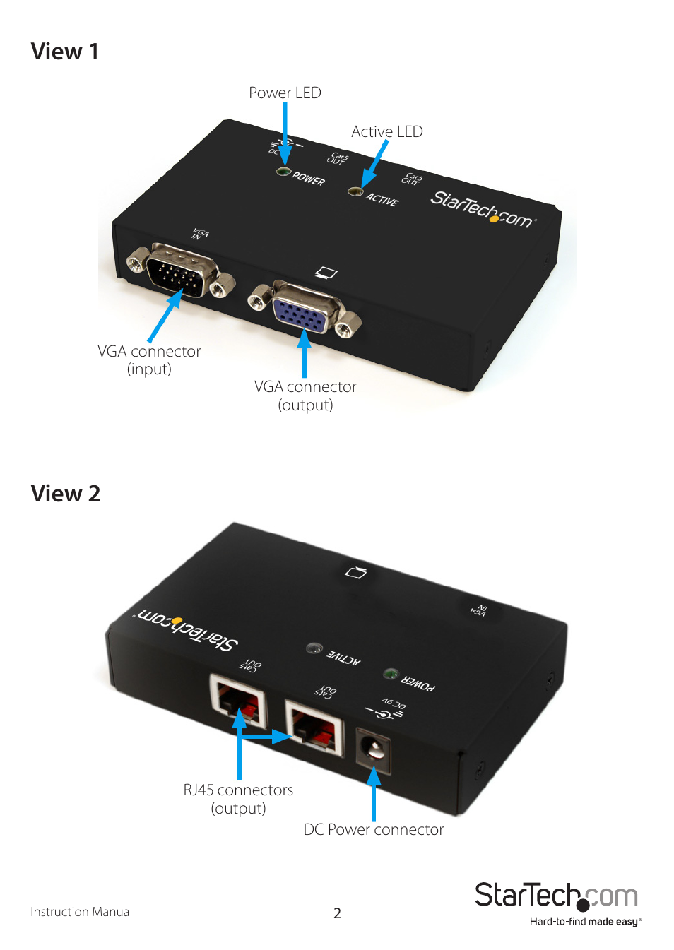 View 1 view 2 | StarTech.com ST1212T User Manual | Page 5 / 12