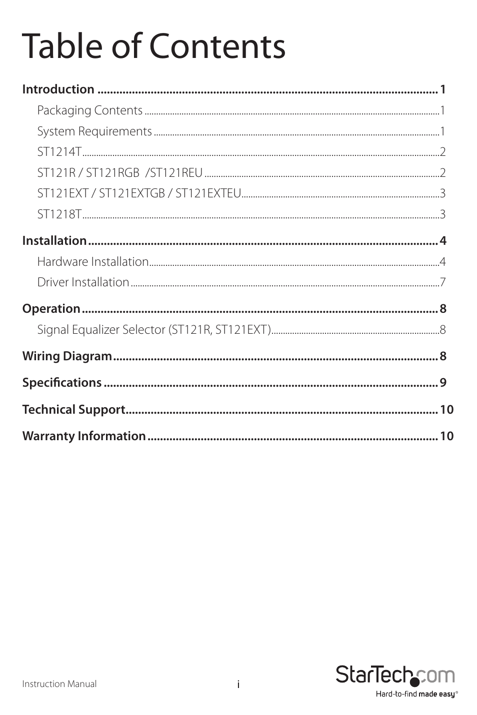 StarTech.com ST121EXT User Manual | Page 3 / 14