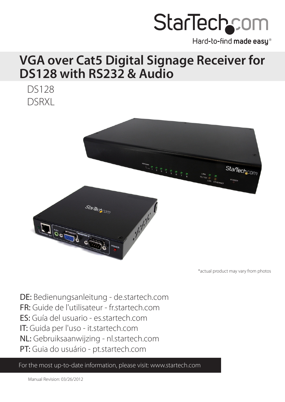 StarTech.com DSRXL User Manual | 16 pages